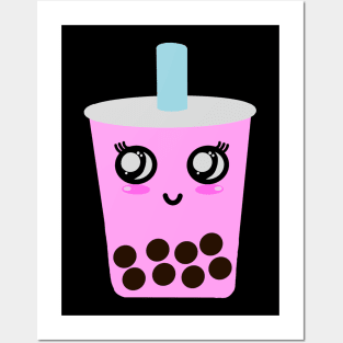 Happy pink boba Posters and Art